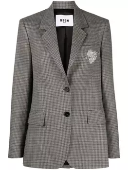 MSGM шерстяной блейзер в клетку, серый