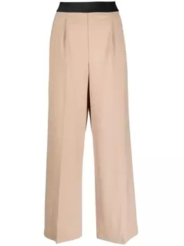 MSGM широкие брюки с логотипом, нейтральный цвет