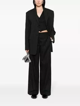 MSGM широкие брюки в тонкую полоску, черный