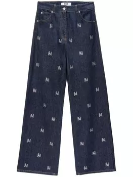 MSGM широкие джинсы с логотипом, синий