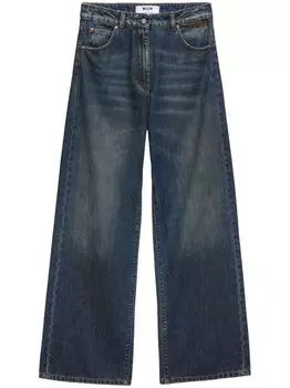 MSGM широкие джинсы с вышитым логотипом, синий