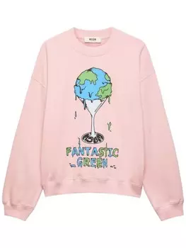 MSGM толстовка из органического хлопка с графичным принтом, розовый