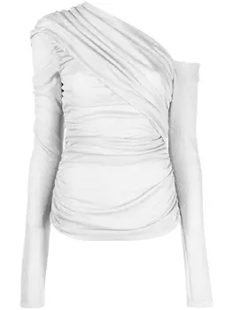 MSGM топ асимметричного кроя с эффектом металлик, серебристый