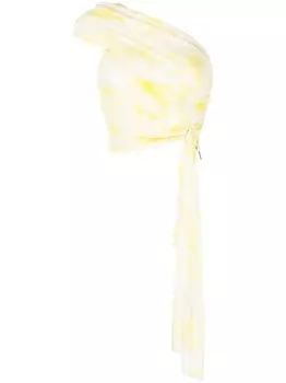 MSGM топ на одно плечо с графичным принтом, желтый