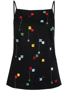 MSGM топ с бисером, черный