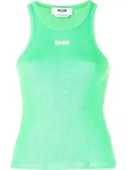 MSGM топ с круглым вырезом и логотипом, зеленый