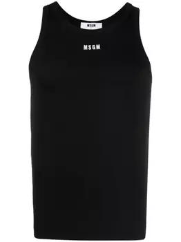 MSGM топ в рубчик с вышитым логотипом, черный