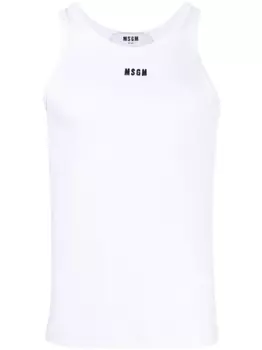 MSGM топ в рубчик с вышитым логотипом, белый