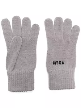 MSGM трикотажные перчатки с вышитым логотипом, серый
