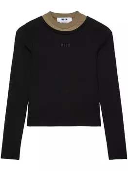 MSGM трикотажный топ с вышитым логотипом, черный