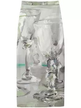 MSGM юбка макси с абстрактным принтом, серый