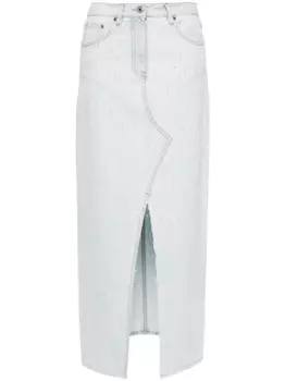 MSGM юбка макси с эффектом потертости, синий