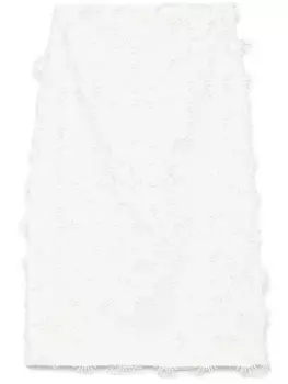 MSGM юбка миди с аппликацией, белый