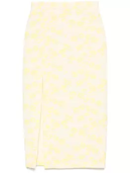 MSGM юбка миди с цветочным узором, желтый