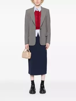 MSGM юбка миди с логотипом и жаккардом, синий