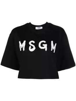 MSGM укороченная футболка с логотипом, черный