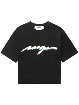 MSGM укороченная футболка с логотипом, черный