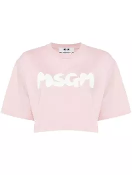 MSGM укороченная футболка с логотипом, розовый