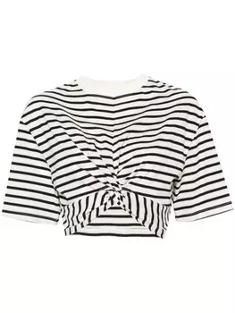 MSGM укороченная футболка в полоску, черный