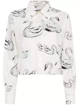 MSGM укороченная рубашка с принтом, серый