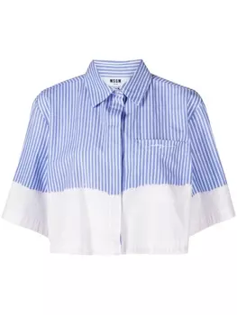 MSGM укороченная рубашка в полоску, синий