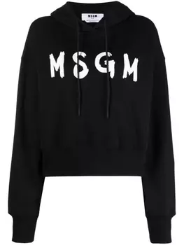 MSGM укороченное худи с логотипом, черный