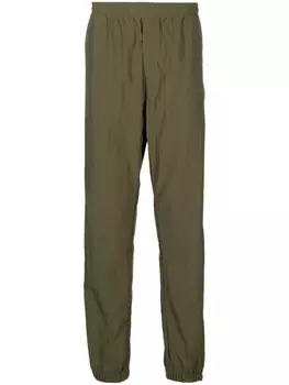 MSGM зауженные брюки с вышитым логотипом, зеленый