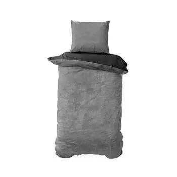 Mskaan Двустороннее плюшевое постельное белье Nicky из 2 предметов 135х200 см, серый/черный, коралловый, флисовый, кашемировый, зимний комплект пододеяльников на молнии