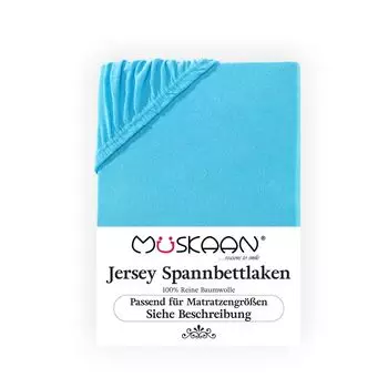 Mskaan Jersey Topper простыня 180x200 - 200x200 см бирюзовый высота матраса до 10 см простыня на резинке 100% хлопок