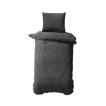 Mskaan Комплект плюшевого постельного белья Nicky из 2 предметов 135x200 + 80x80 см антрацитовый кашемировый оттенок, зимний комплект пододеяльников на молнии