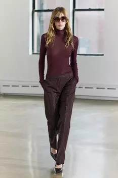 Муаровые брюки ZARA, бордовый