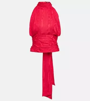 Муаровый топ с воротником халтер Balmain, розовый