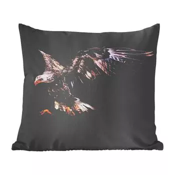 MuchoWow Animals — Летящий орел на черном фоне — 60x60 см — Чехол на подушку — Хлопчатобумажная ткань — Декоративные наволочки