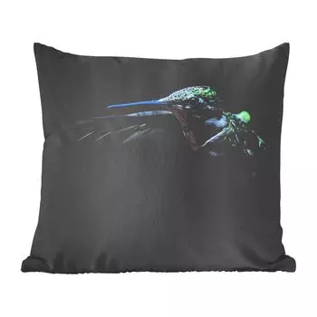 MuchoWow Animals - портрет колибри на черном фоне - 60х60 см - чехол на подушку - хлопчатобумажная ткань - декоративные чехлы на подушки