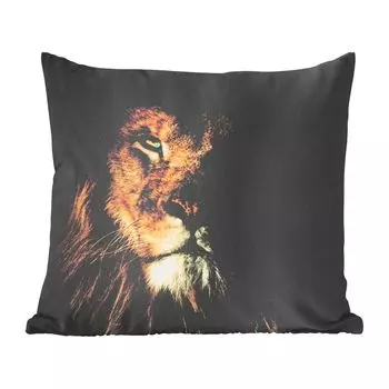 MuchoWow Animals - Портрет льва на черном фоне - 45x45 см - Чехлы на подушки - Декоративные наволочки - Декоративные наволочки