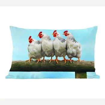 MuchoWow Chicken - Насест из четырех цыплят - 60x40 см - Чехлы на подушки - Декоративные чехлы на подушки - Декоративные чехлы на подушки