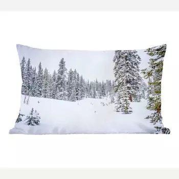 MuchoWow Christmas - деревья, растущие в заснеженном лесу - 50х30 см - чехлы на диванные подушки - без наполнителя
