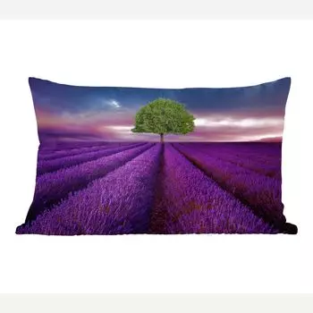 MuchoWow Цветочные поля - Дерево в фиолетовом цветочном поле - 60x40 см - Чехлы для подушек - Декоративные чехлы для подушек - Декоративные чехлы для подушек