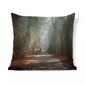 MuchoWow Deer - Олень на дороге в лесу - 50х50 см - наволочки - украшение - спальня