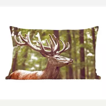 MuchoWow Deer - портрет оленя в лесу - 50х30 см - чехлы на диванные подушки - без наполнителя