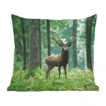 MuchoWow Декоративная подушка Диванная подушка Декоративная подушка для гостиной 50 x 50 см Олени - Лес - Деревья - Животные - Природа - Чехлы на подушки - Украшение - Спальня