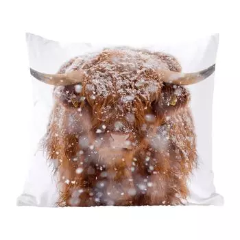 MuchoWow Декоративная подушка Диванная подушка Декоративная подушка для гостиной 60 x 60 см Шотландский горец - Снег - Портрет - Чехол на подушку - Хлопчатобумажная ткань - Декоративные наволочки