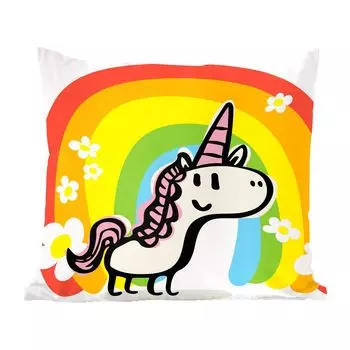 MuchoWow Декоративная подушка Диванная подушка Декоративная подушка для гостиной 60 x 60 см Иллюстрация единорога с радугой - Девочки - Дети - Дети - Наволочки - Хлопчатобумажная ткань - Декоративные наволочки