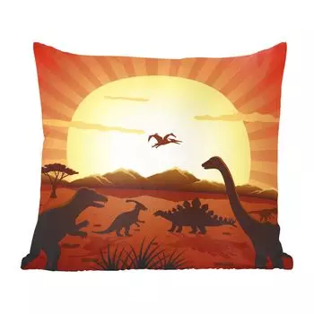 MuchoWow Декоративная подушка Диванная подушка Декоративная подушка для гостиной 45 x 45 см Дино - Солнце - Природа - Рисунок - Дети - Мальчики - Чехлы на подушки - Декоративные чехлы на подушки - Декоративные чехлы на подушки