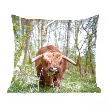 MuchoWow Декоративная подушка Диванная подушка Декоративная подушка для гостиной 40 x 40 см Шотландский горец - Лес - Шотландская корова - Чехлы на диванные подушки - без наполнителя