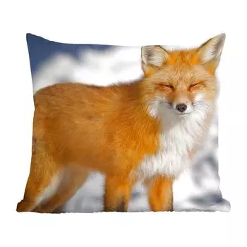 MuchoWow Декоративная подушка Диванная подушка Декоративная подушка для гостиной 45 x 45 см Лиса - Снег - Красный - Чехлы на подушки - Декоративные чехлы на подушки - Декоративные наволочки, мультиколор