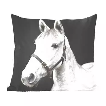 MuchoWow Декоративная подушка Диванная подушка Декоративная подушка для гостиной 45 x 45 см Лошадь - Холтер - Белый - Чехлы для подушек - Декоративные чехлы для подушек - Декоративные чехлы для подушек