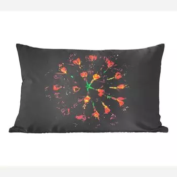 MuchoWow Декоративная подушка Диванная подушка Декоративная подушка для гостиной 60 x 40 см Цветы - Оранжевый - Розовый - Черный - Чехлы для подушек - Декоративные чехлы для подушек - Декоративные чехлы для подушек