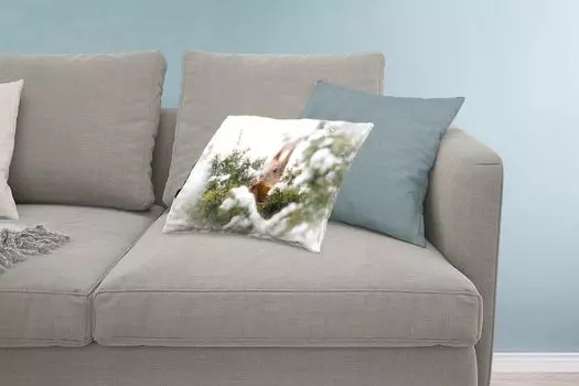 MuchoWow Декоративная подушка Диванная подушка Декоративная подушка для гостиной 60 x 40 см Белка - Сосна - Снег - Чехлы на подушки - Декоративные чехлы на подушки - Декоративные чехлы на подушки