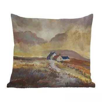 MuchoWow Декоративная подушка Диванная подушка Декоративная подушка для гостиной 45 x 45 см Маленькая картина маслом Шотландии - Чехлы для подушек - Декоративные чехлы для подушек - Декоративные чехлы для подушек